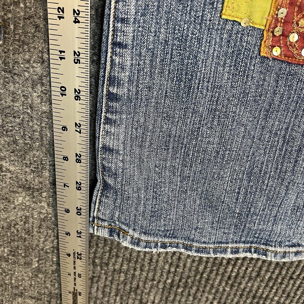 Rare Y2K Clash Patchwork Boot Cut Jeans Size 3 Festival 90's Boho Hippie Artsy - Picture 13 of 15
